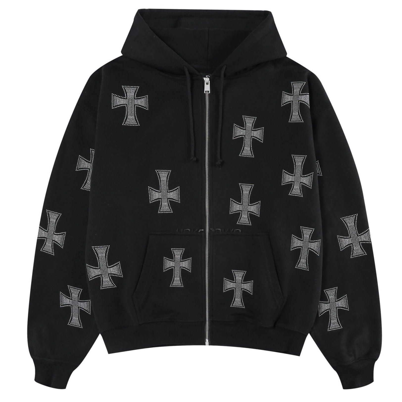 BLACK / WHITE RHINESTONE HOODIE