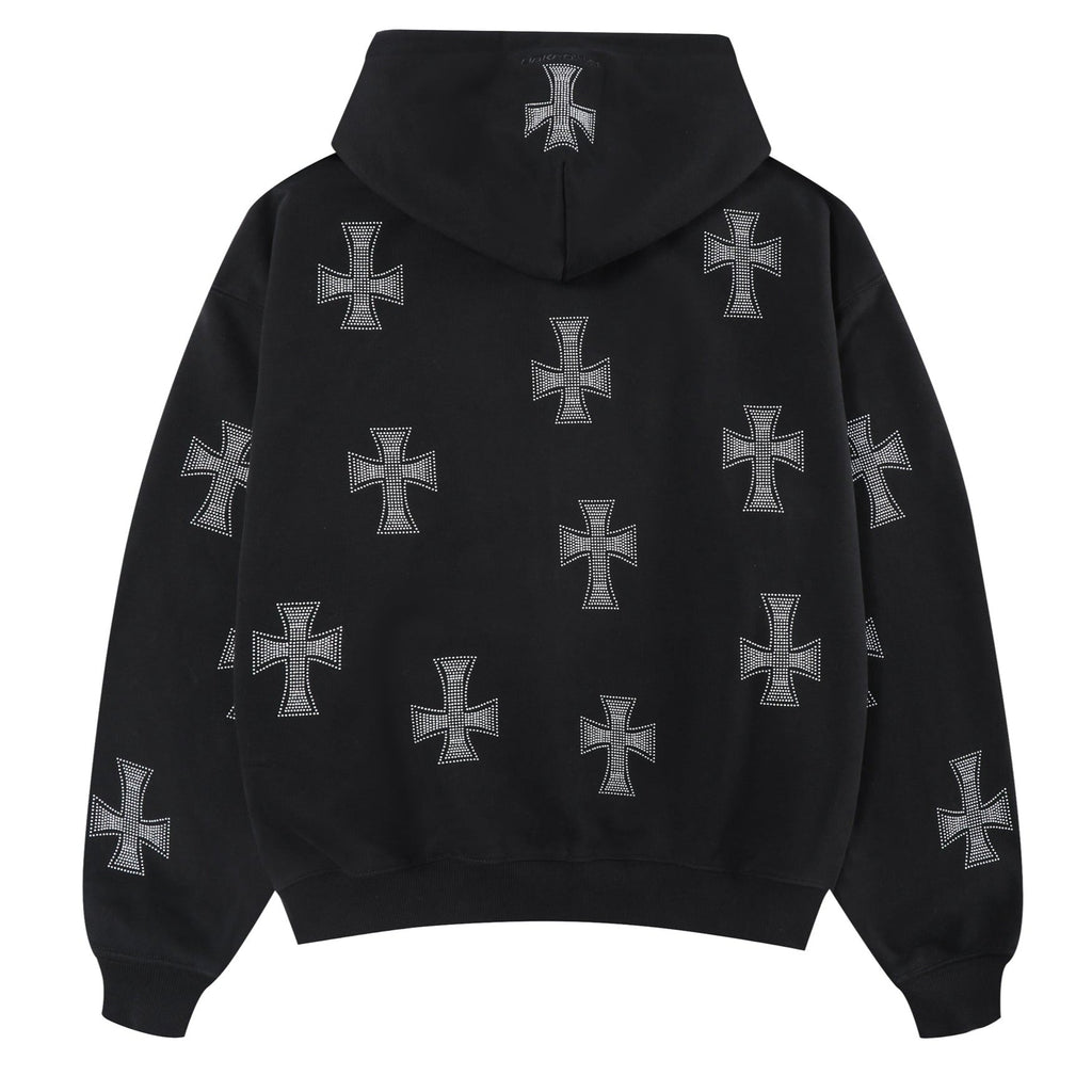 BLACK / WHITE RHINESTONE HOODIE