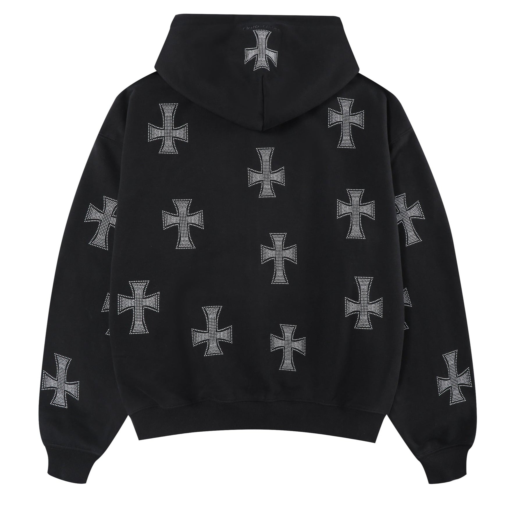 BLACK / WHITE RHINESTONE HOODIE
