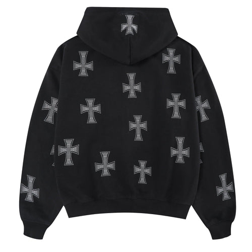 BLACK / WHITE RHINESTONE HOODIE